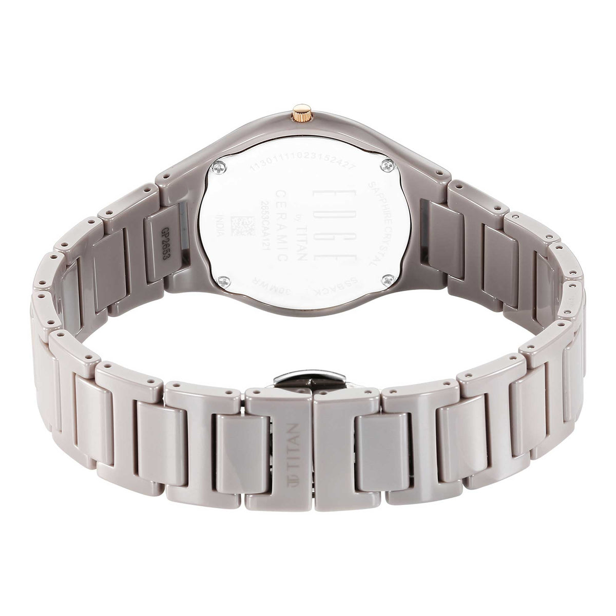 Titan Edge Women Ceramic Bicolour Case Material Ceramic ShapeRound Women Watch (2653KC09)