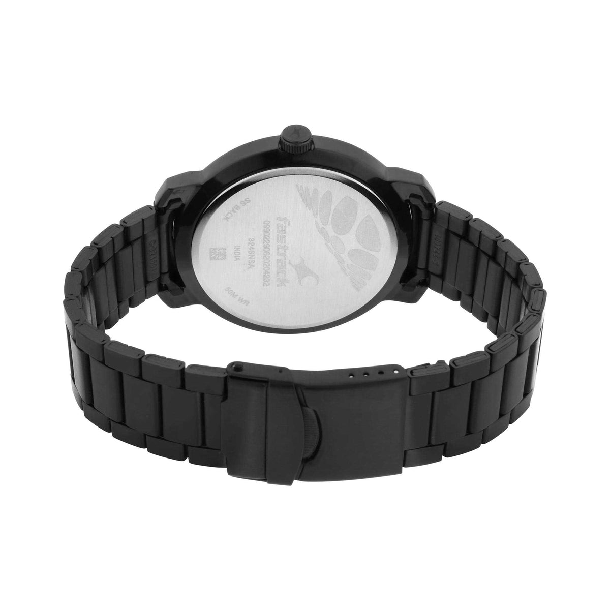 Fastrack Bare Basics Quartz Analog with Date Blue Dial Stainless Steel Strap Watch for Guys