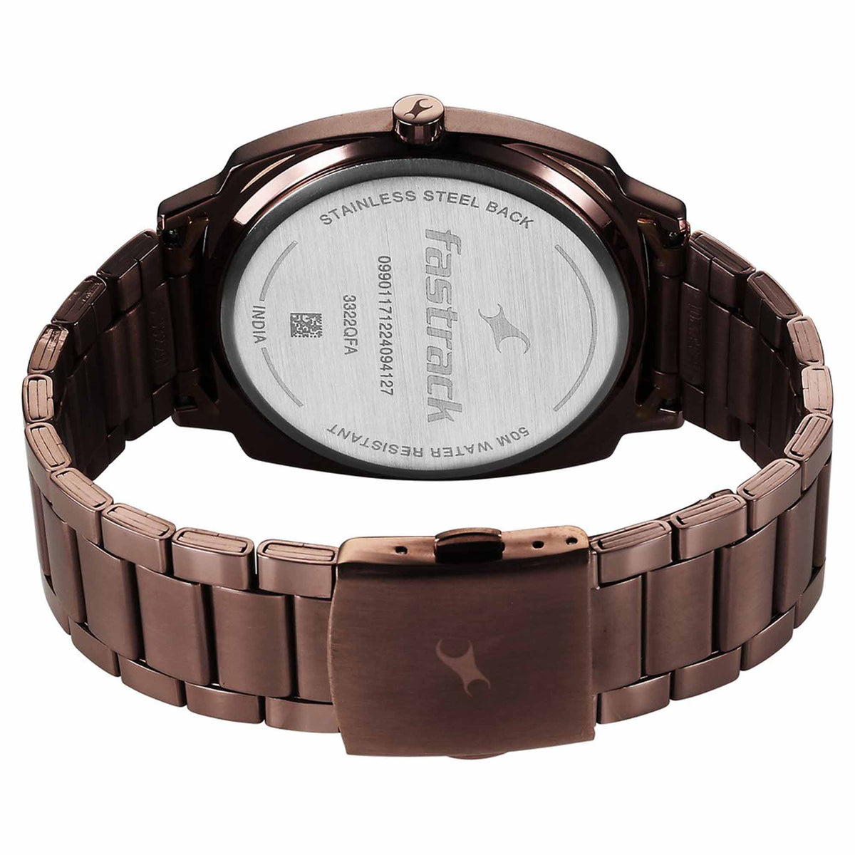 Fastrack Groove Quartz Analog Black Dial Guys Stainless Steel Watch