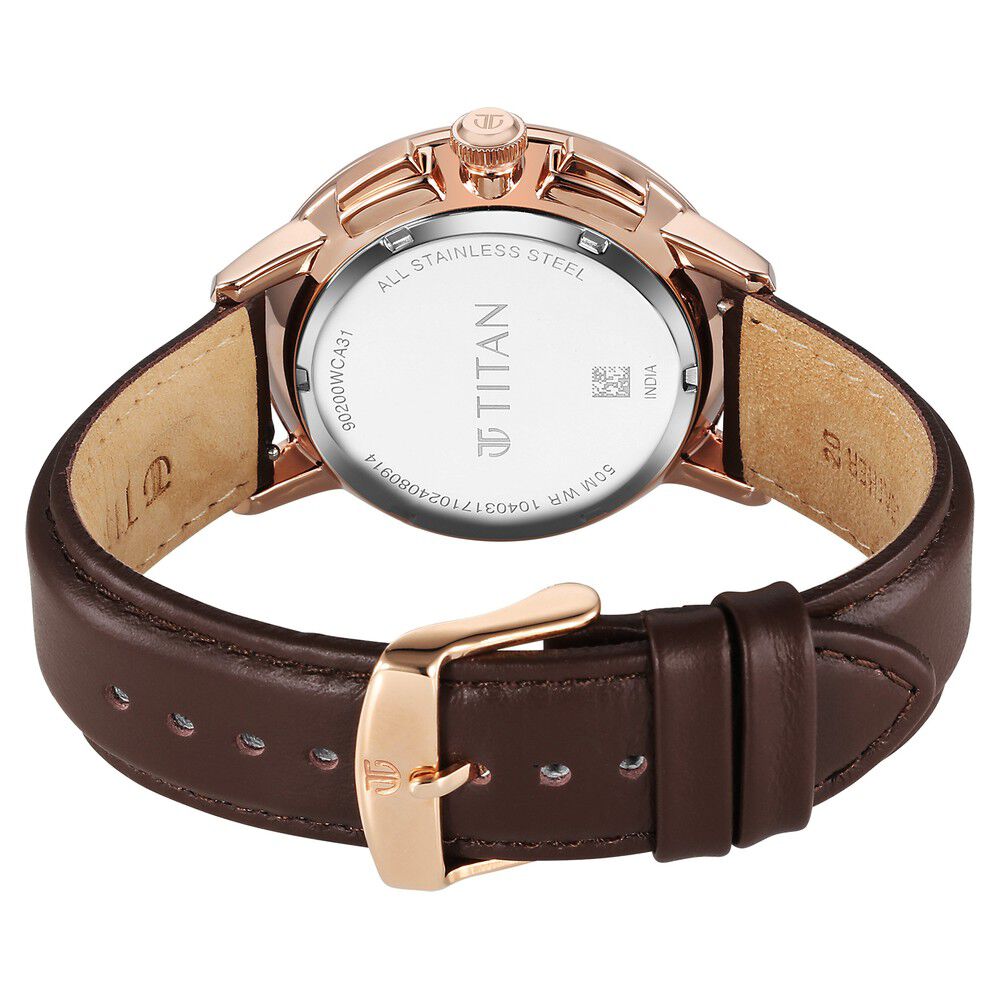 Titan Light leathers Multifunction Brown Dial Leather Strap Watch For Men