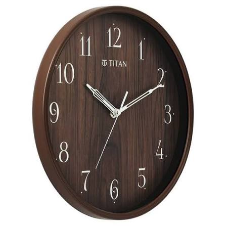 Titan Contemporary Wall Clock Quartz Analog Analog Dark Brown Dial - Size 31 cm x 31 cm (Medium)
