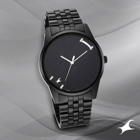 Fastrack Stunners Quartz Analog Black Dial Metal Strap Watch for Guys 3277NM01