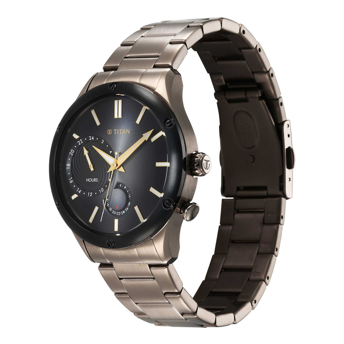 Titan Stellar Multifunction Brown Dial Brown Stainless Steel Strap Watch For Men
