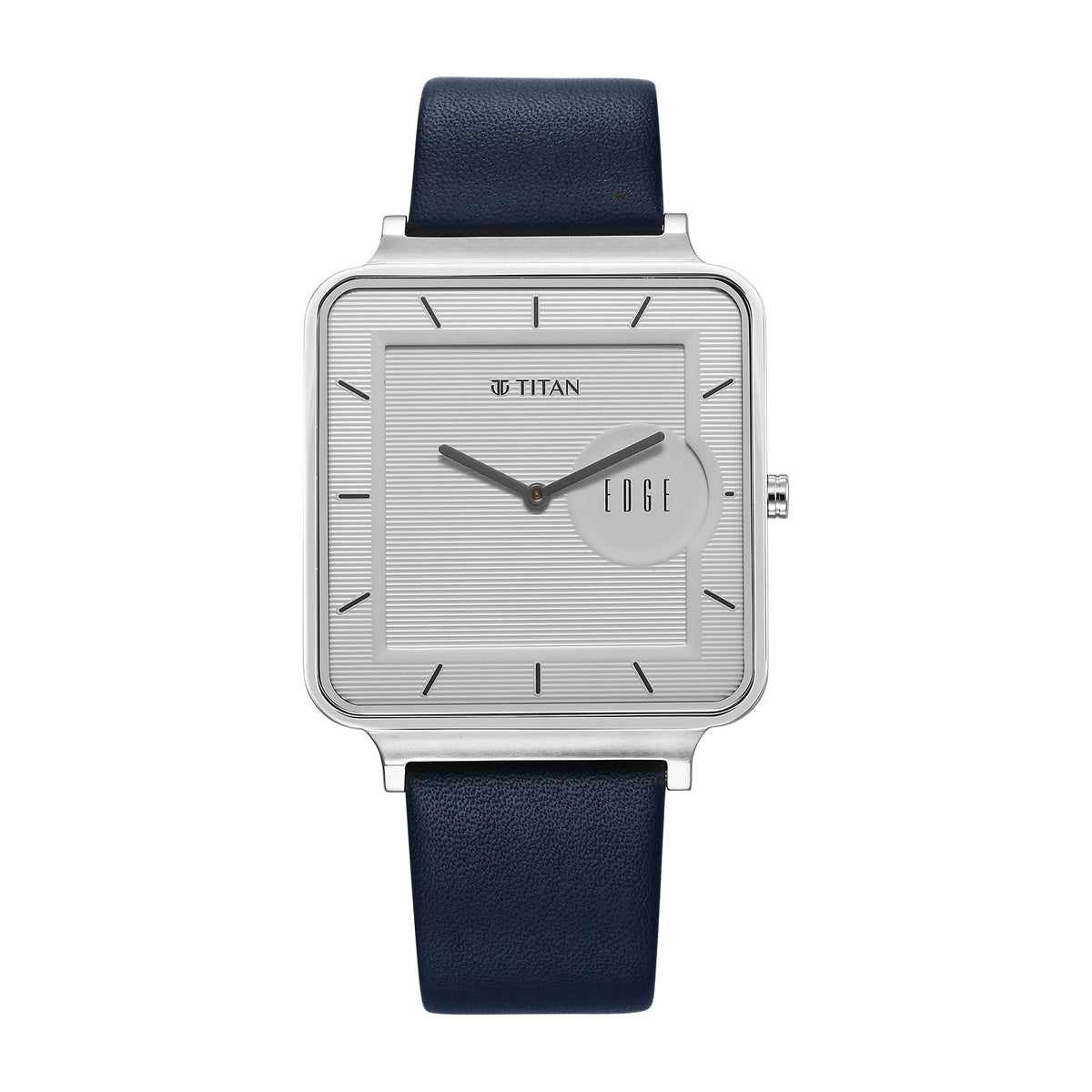 Titan Edge Quad Quartz Analog White Dial With Blue Leather Strap Watch For Men 10017SL01