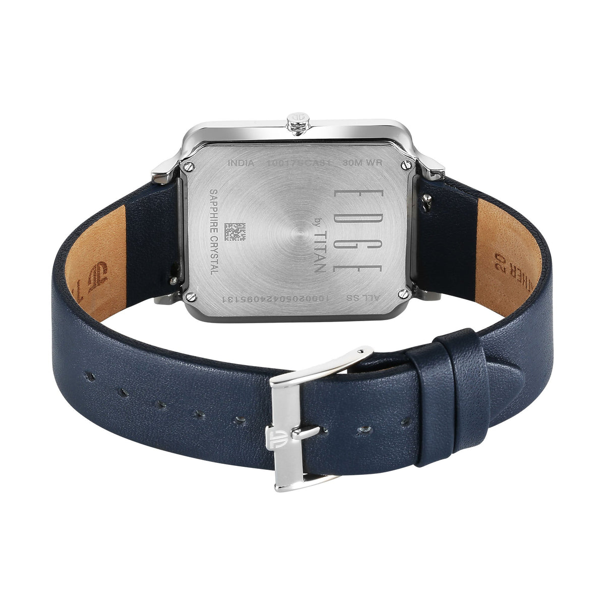 Titan Edge Quad Quartz Analog White Dial With Blue Leather Strap Watch For Men 10017SL01