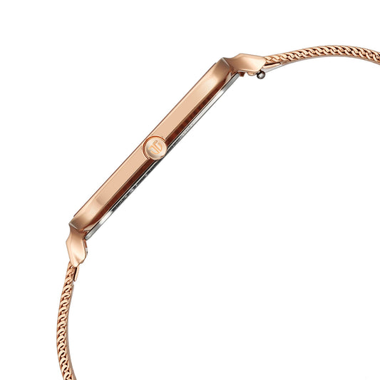 Titan Edge Quad Quartz Analog White Dial With Rose Gold Stainless Steel Strap Watch For Men