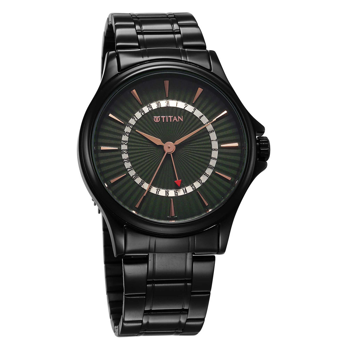 Titan Mens Karishma Strap Material Stainless Steel Dial Colour Green 10038NM01