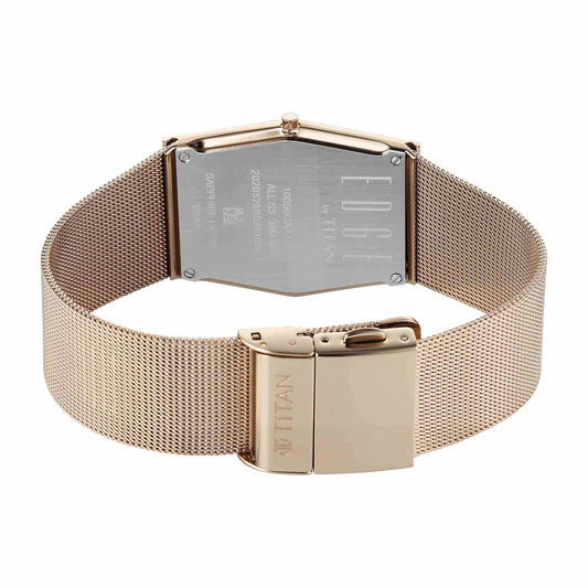 Titan Edge Brown Special Dial Gold Stainless Steel Strap Analog Watch for Men