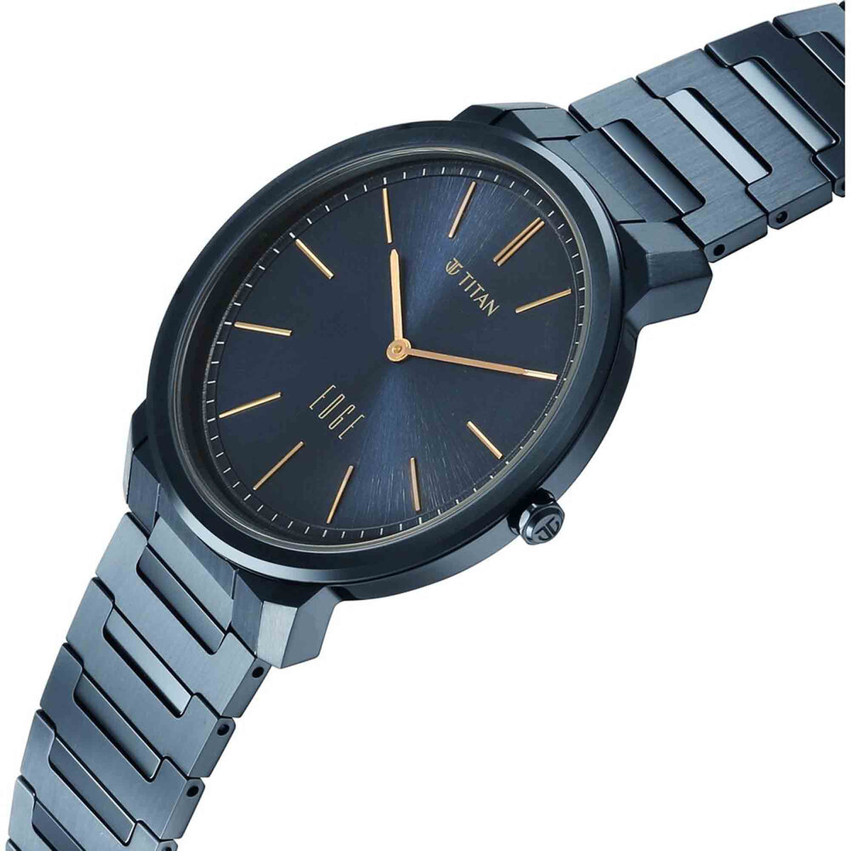 Edge Meister Quartz Analog Blue Dial Blue Stainless Steel Strap Watch For Men