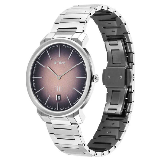 Edge Meister Quartz Analog with Date Brown Dial Black Titanium Strap Watch For Men