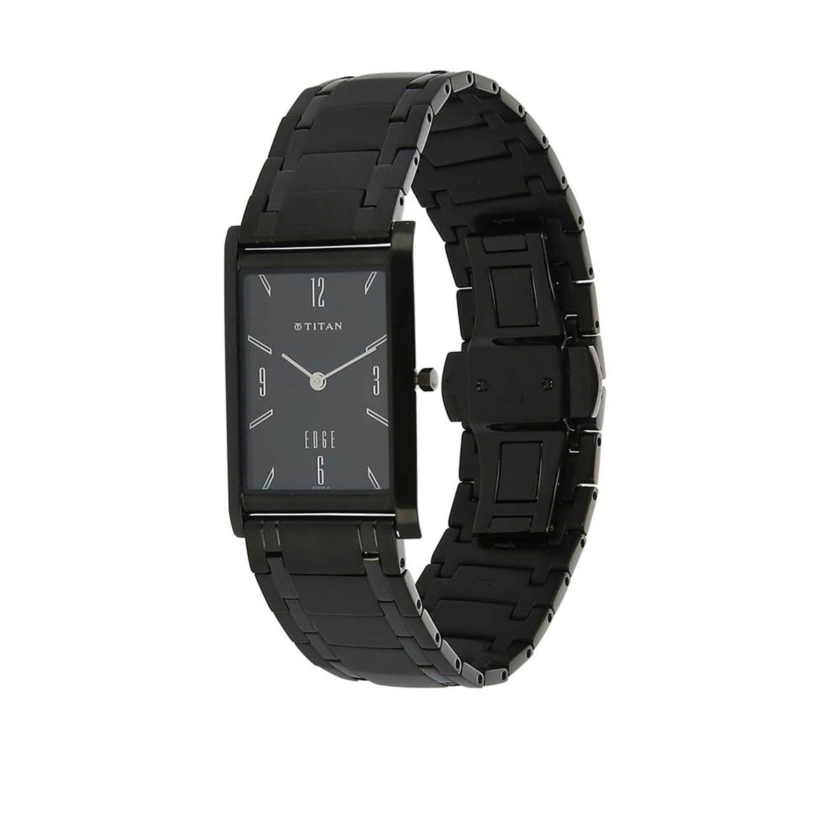 Titan Edge Black Dial Analog Stainless Steel Strap Watch for Men