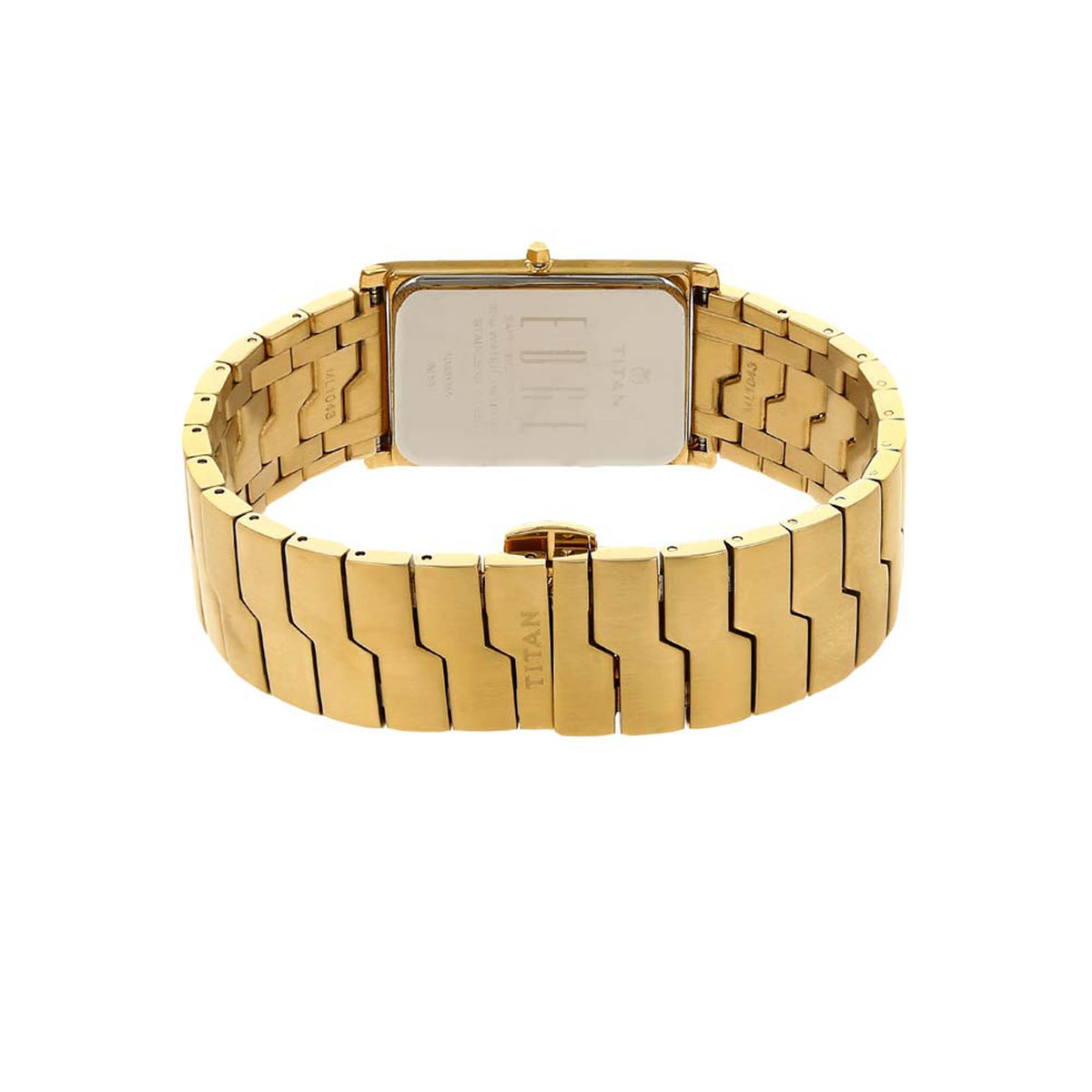 Titan Edge Quartz Analog Silver Dial Golden Stainless Steel Strap Watch For Men