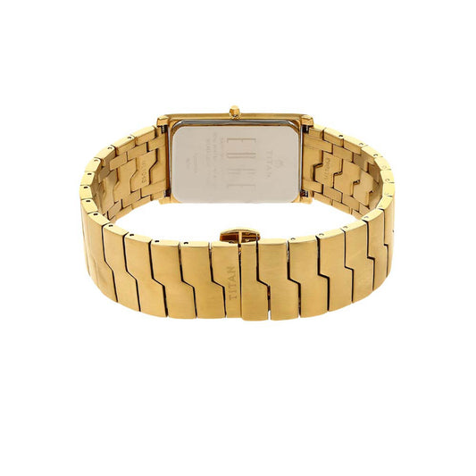 Titan Edge Quartz Analog Silver Dial Golden Stainless Steel Strap Watch For Men