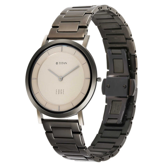 Titan Edge Beige Dial Analog Stainless Steel Strap watch for Men