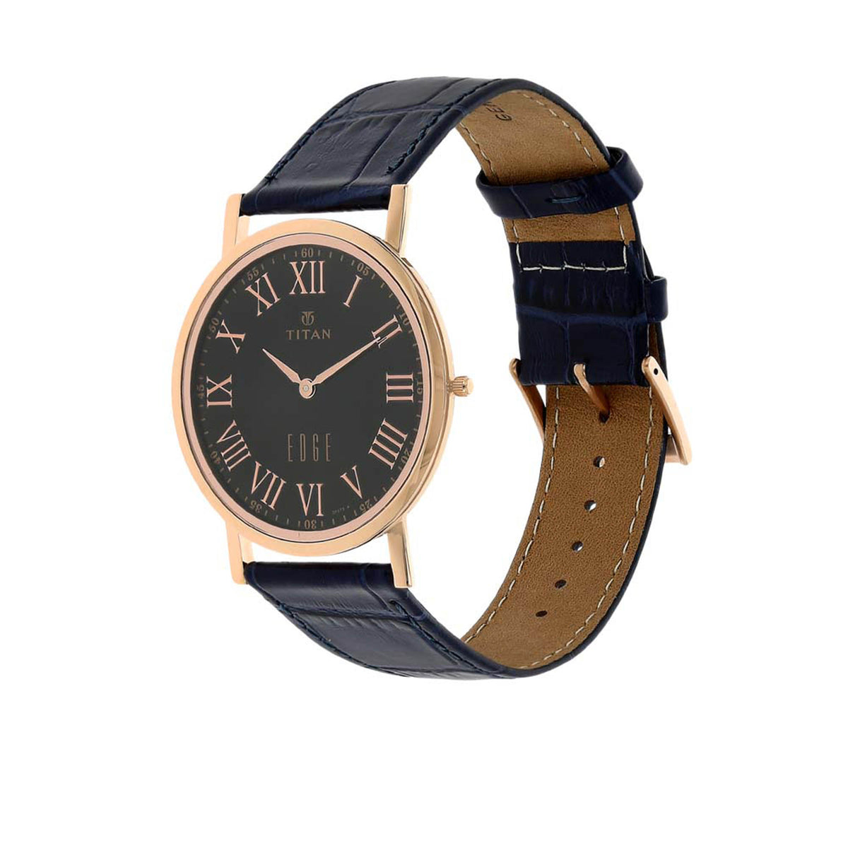 Titan Edge Black Dial Analog Leather Strap Watch for Men