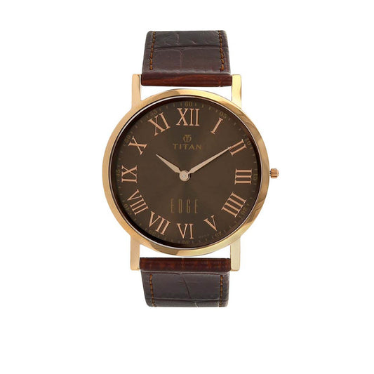 Titan Quartz Analog Brown Dial Leather Strap Watch for Men