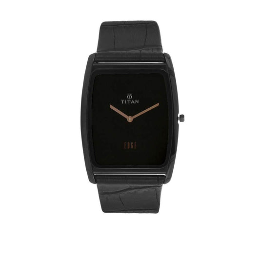 Titan Edge Black Dial Analog Leather Strap watch for Men 1596NL01