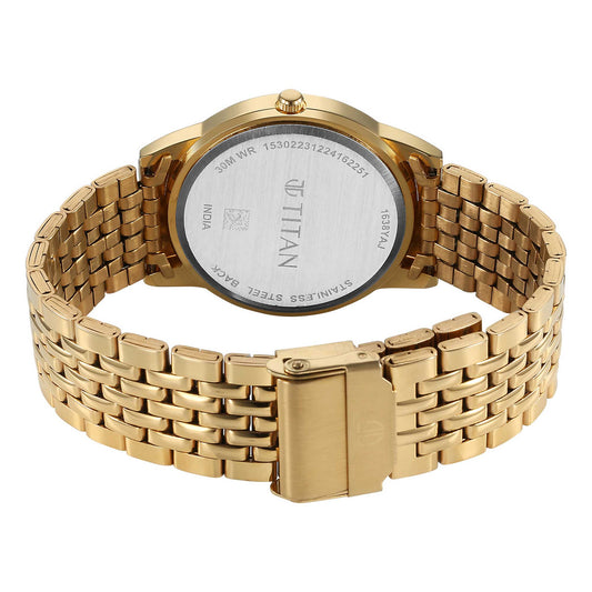 gold men wrist watch
