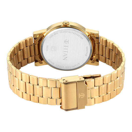 Titan Karishma Zing Quartz Analog Green Dial Golden Stainless Steel Strap Watch For Men
