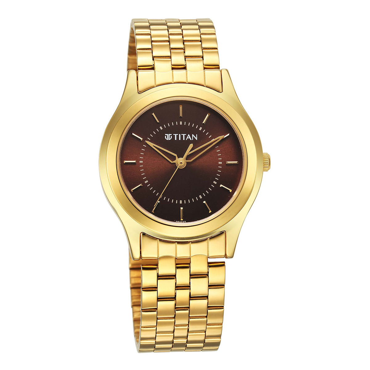 Titan Karishma Zing Quartz Analog Brown Dial Stainless Steel Strap Watch for Men