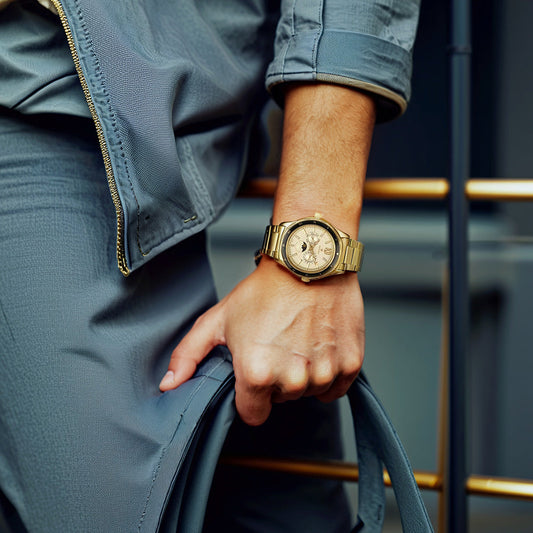 Titan Quartz Multifunction Champagne Dial Stainless Steel Strap watch for Men