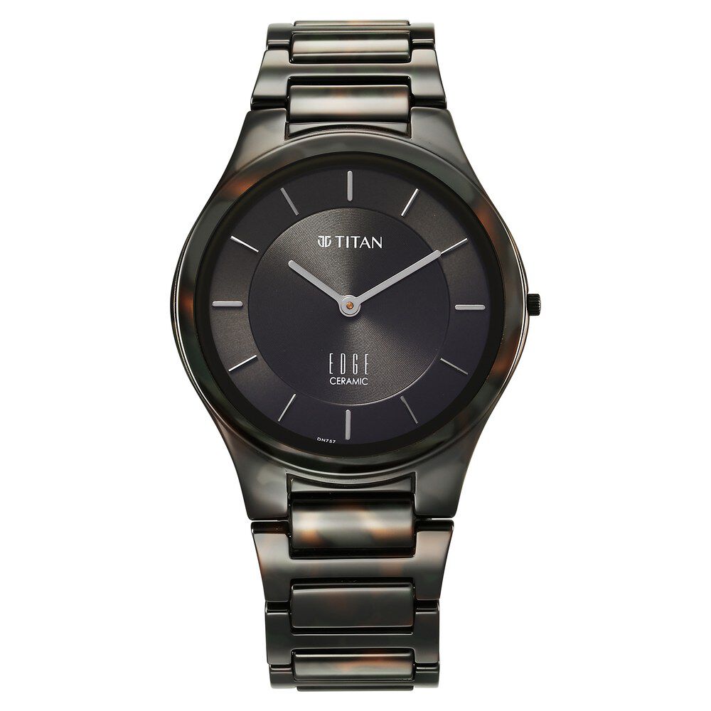 Titan Ceramic Camo Quartz Analog Green Dial Ceramic Strap Watch For Men