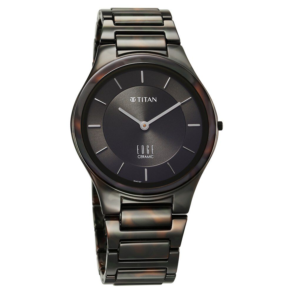 Titan Ceramic Camo Quartz Analog Green Dial Ceramic Strap Watch For Men