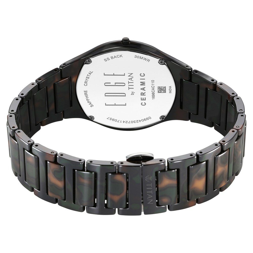 Titan Ceramic Camo Quartz Analog Green Dial Ceramic Strap Watch For Men