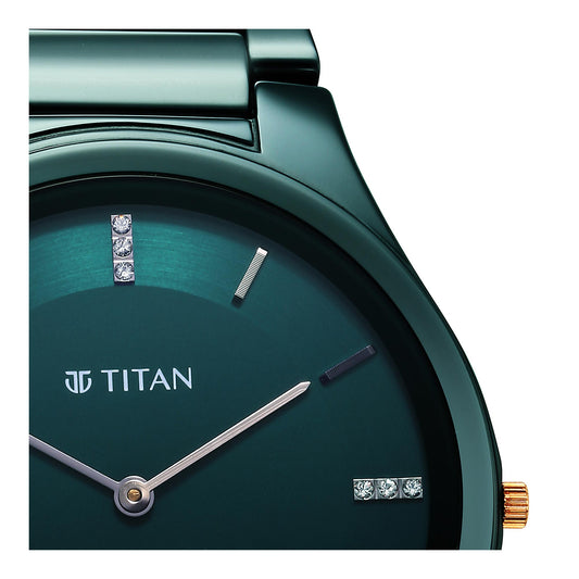 Titan Edge Ceramic Quartz in Atlantic Blue Dial with Diamonds Watch for Men