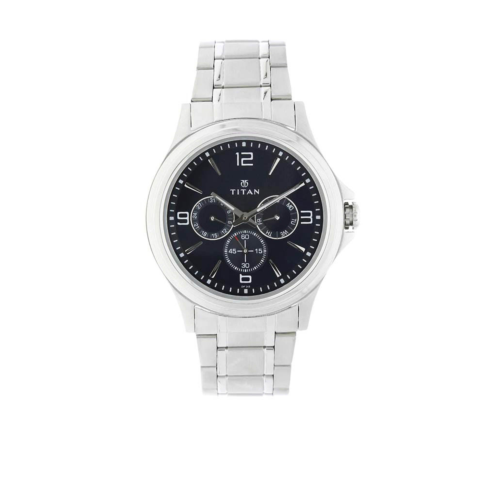 Titan Blue Dial Quartz Multifunction Stainless Steel Strap watch for Men
