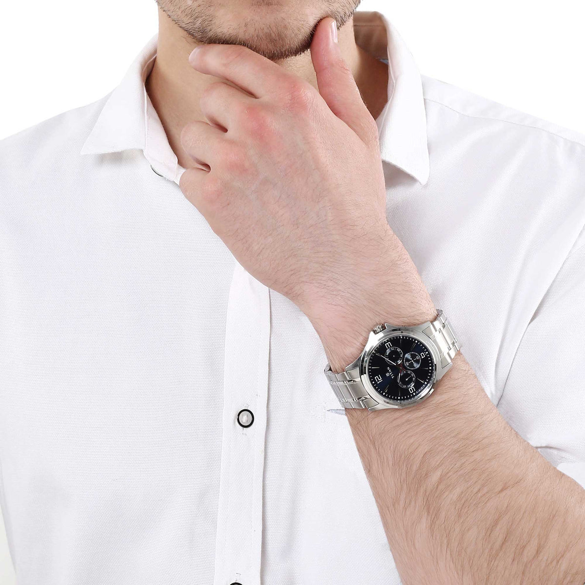 Titan Blue Dial Quartz Multifunction Stainless Steel Strap watch for Men