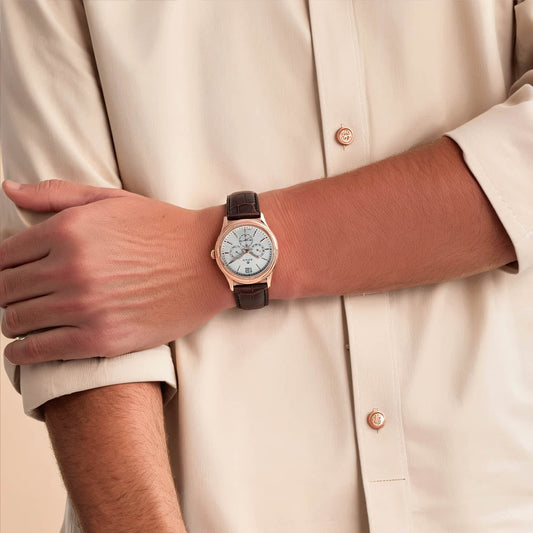 Titan Quartz Multifunction White Dial Leather Strap Watch for Men