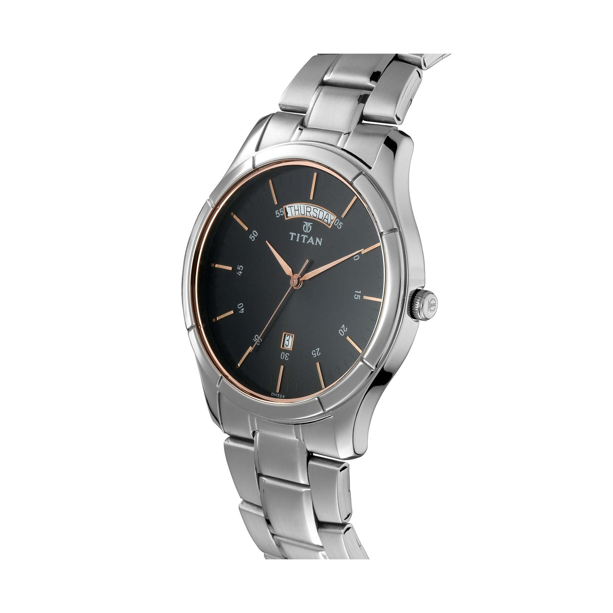 Titan Workwear Black Dial Analog with Day and Date Stainless Steel Strap watch for Men 1767SM02