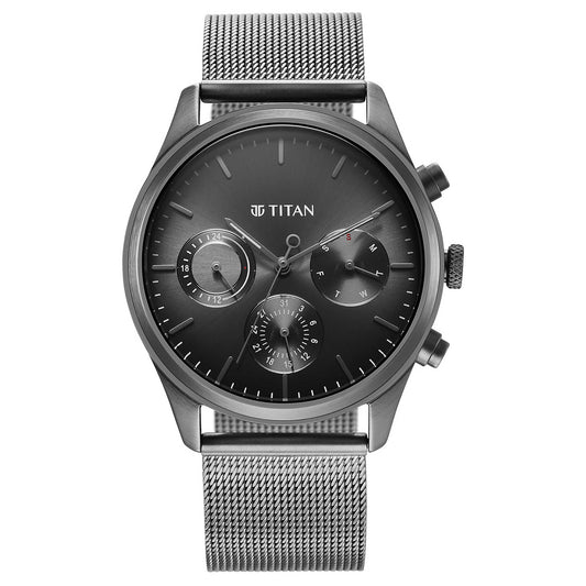 Titan Quartz Analog Anthracite Dial Stainless Steel Strap Watch for Men