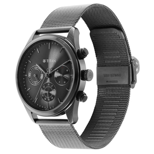 Titan Quartz Analog Anthracite Dial Stainless Steel Strap Watch for Men