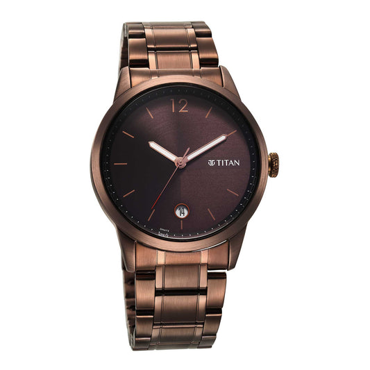 Titan Neo Splash Brown Dial Analog Stainless Steel Strap Watch for Men