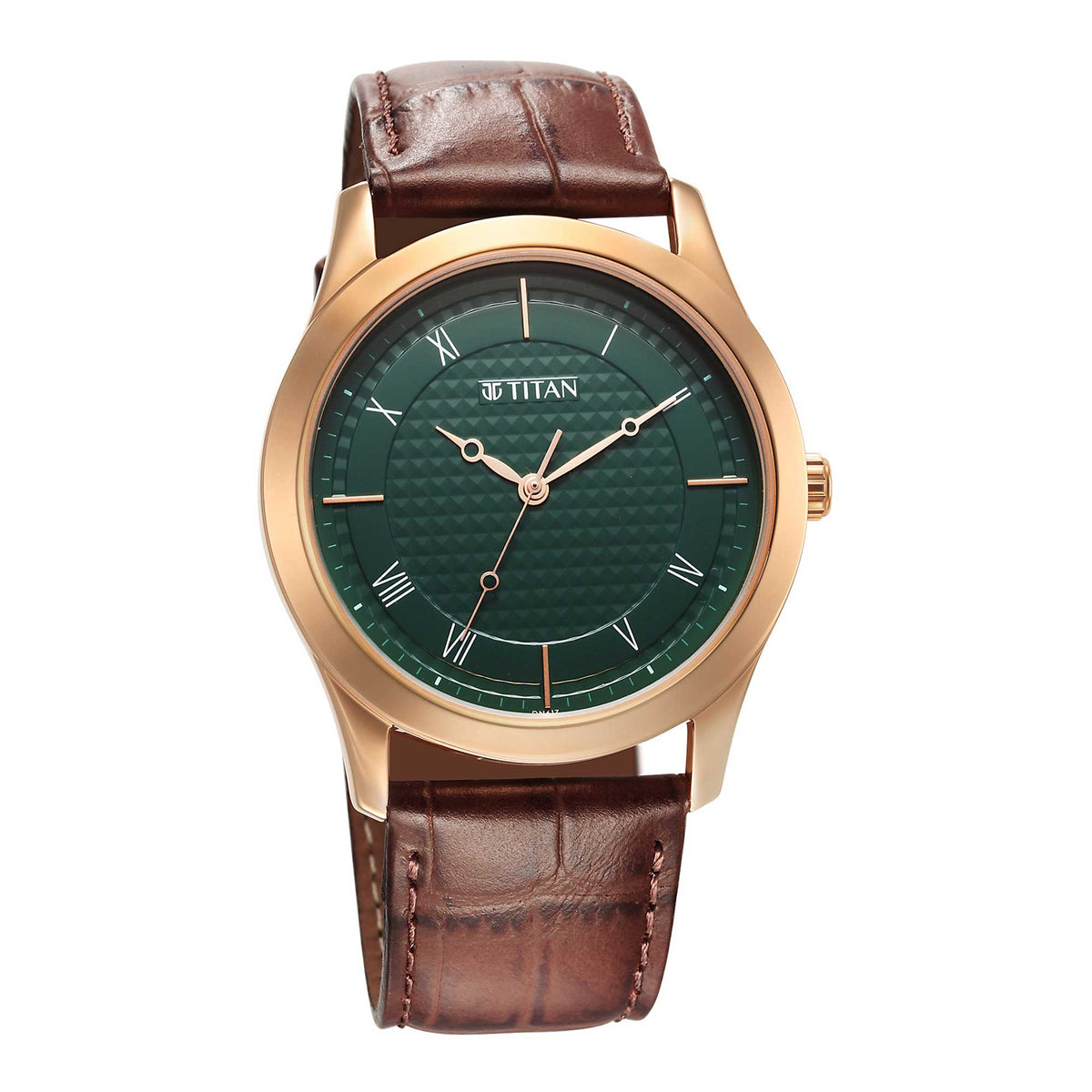 Titan Karishma Green Dial Analog Leather Strap Watch for Men
