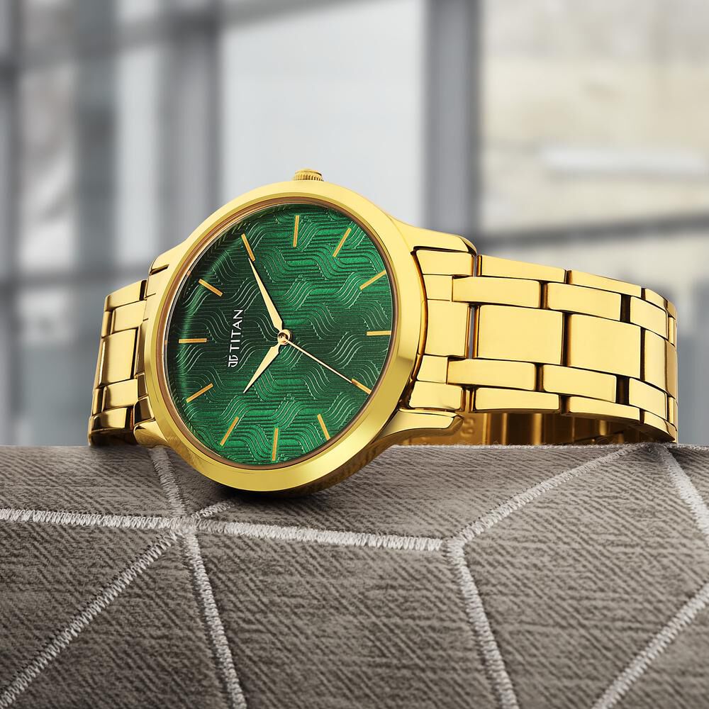 Titan Karishma Radiance Green Dial Analog Stainless Steel Strap watch for Men