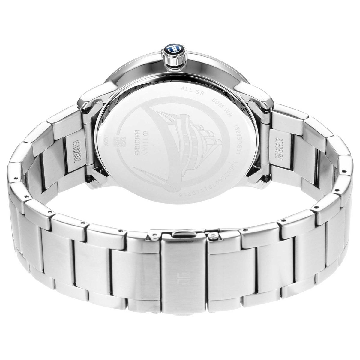 Titan Quartz Analog Blue Dial Stainless Steel Strap Watch for Men