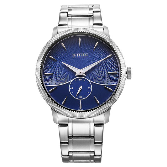 Titan Regalia Blue Dial Silver Stainless Steel Strap Analog Watch for Men