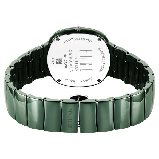 Titan Edge Green Squircle Dial Ceramic Strap Analog Watch for Unisex