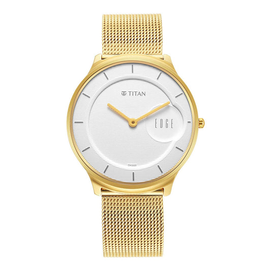 Titan Edge Slim Stainless Steel Strap White Dial Analog Watch for Men 1843YM01