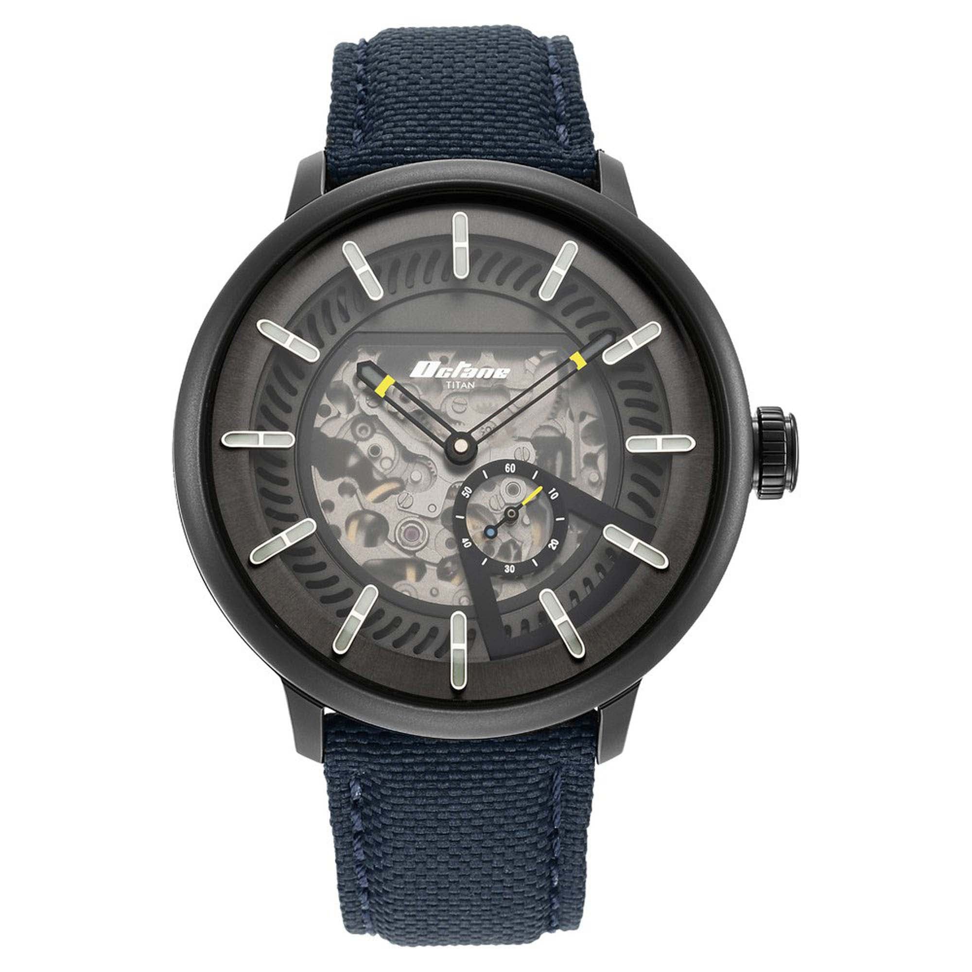 Titan Octane Aerobatics Mechanical Analog Black Dial Nylon Strap Watch for Men