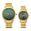 Titan Green Dial Gold Stainless Steel Strap Analog with Day and Date Watch for Couple