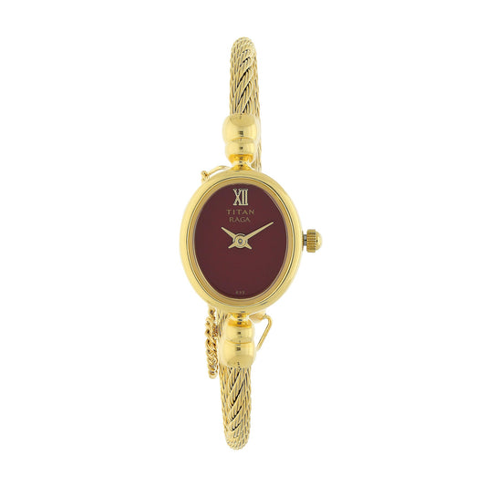 Titan Raga Burgundy Dial Analog Metal Strap Watch for Women