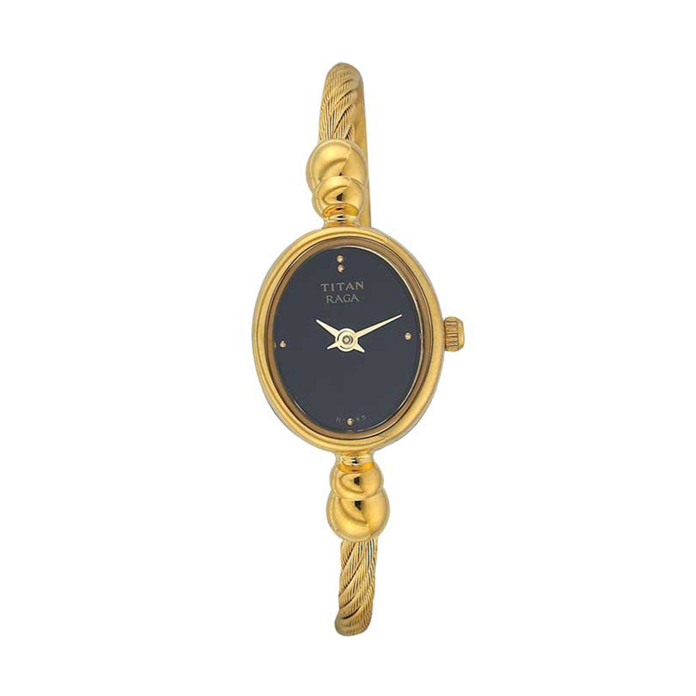 Titan Raga Black Dial Analog Metal Strap Watch for Women