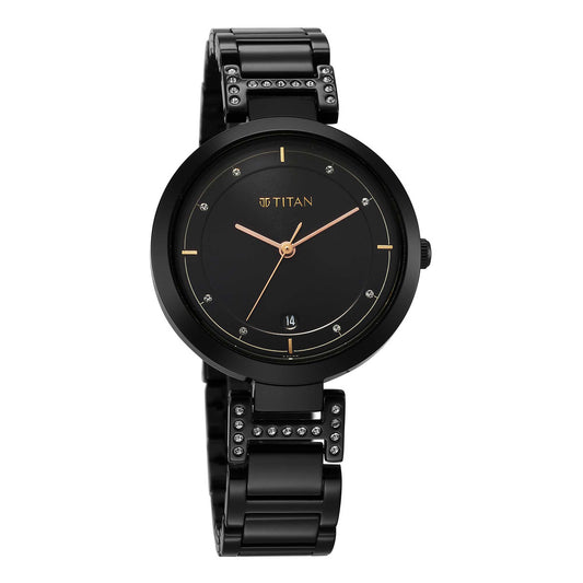 Titan Women Brass Round Shape Watches(2480NM02)