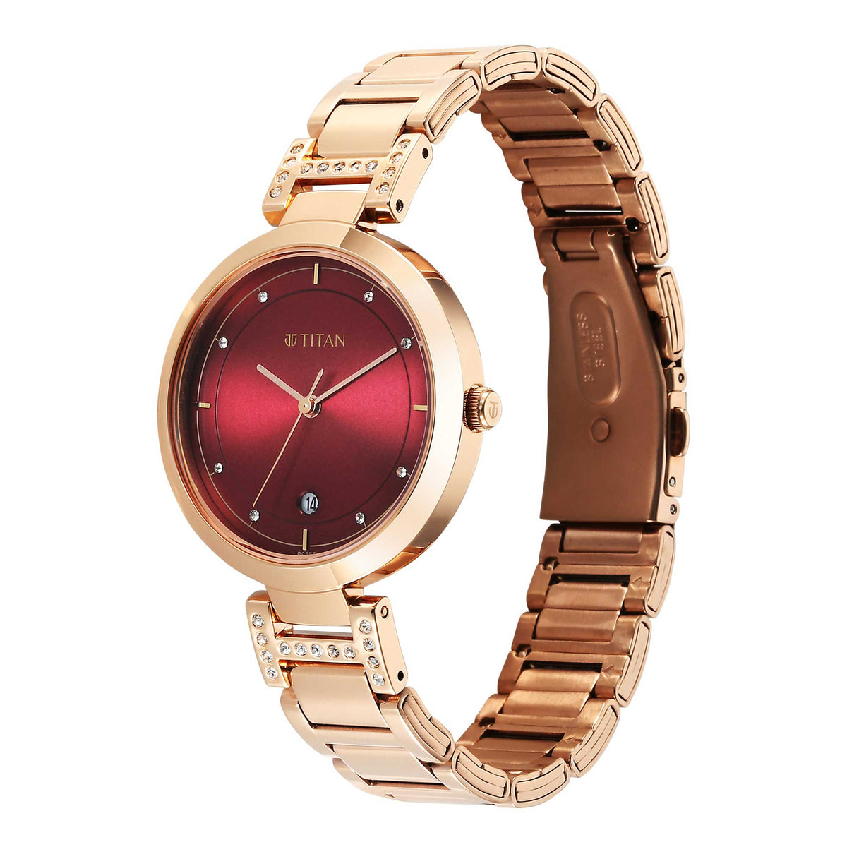 Titan Women Brass Round Shape Watches(2480WM07)