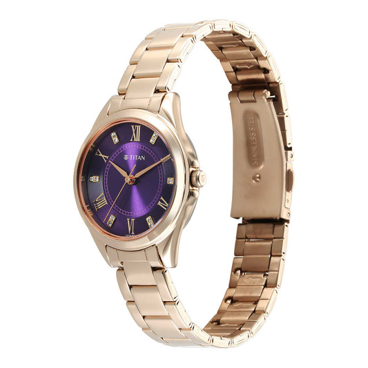 Titan Women Brass Round Shape Watches(2565WM06)