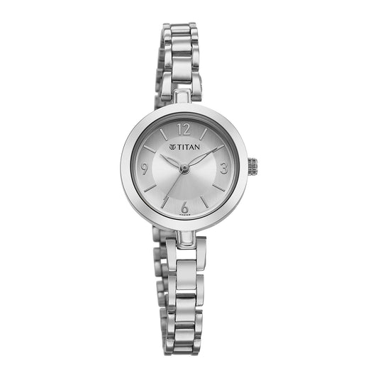 Titan Karishma Silver Dial Stainless Steel Analog Watch for Women